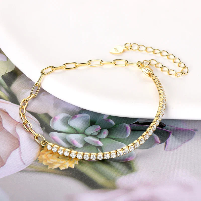 Tennis Moissanite |Gold Bracelet