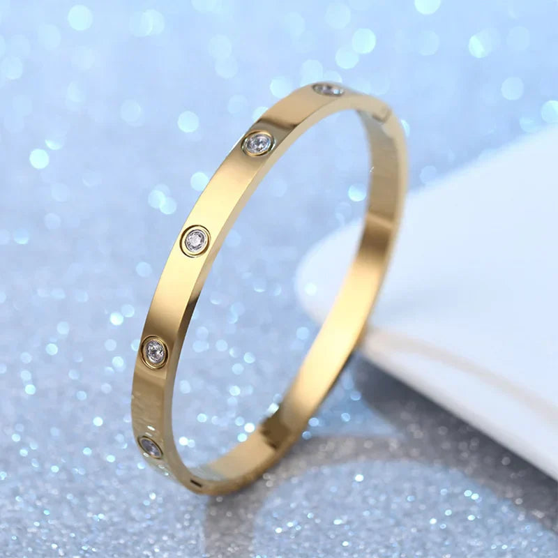Gold Plated Waterproof Zircon Bangles