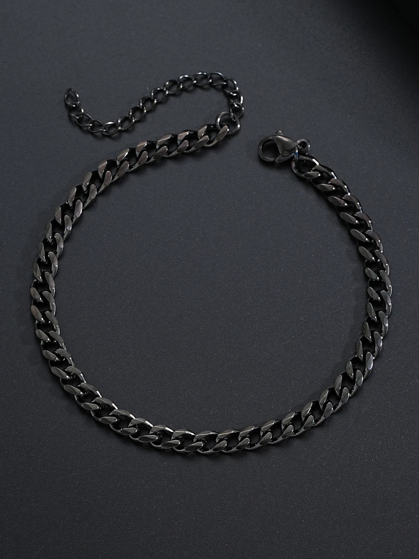 Unisex Black Gold Silver Link Necklace Bracelet Set
