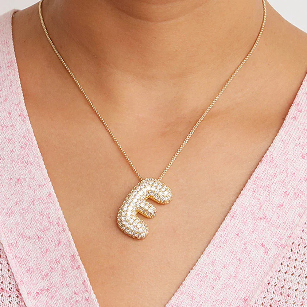 Bubble Alphabet - S/Steel Rope Chain Necklace